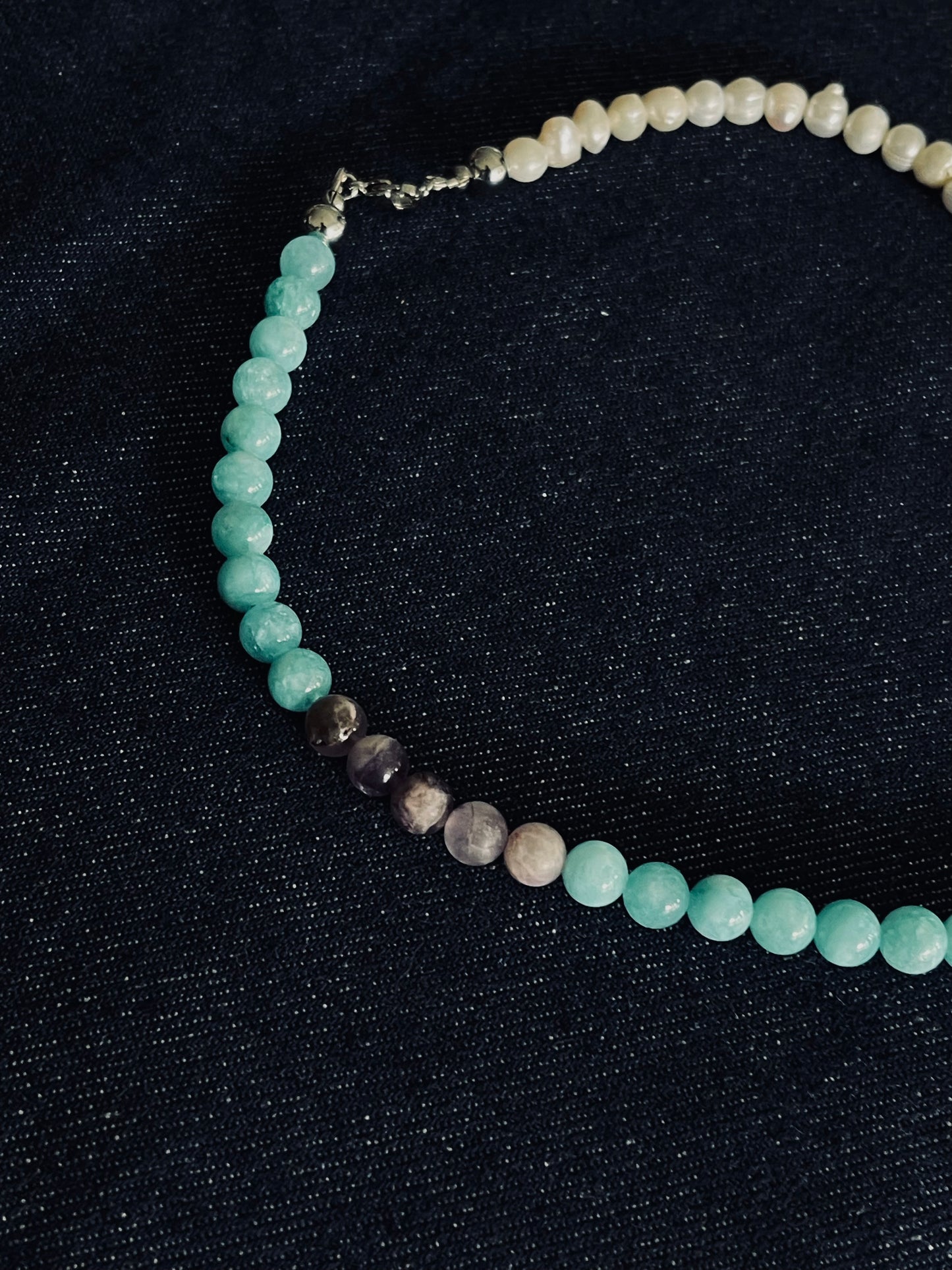 MORS VINCIT OMNIA PEARL NECKLACE | TURQUOISE & AMETHYST STONE & PEARL