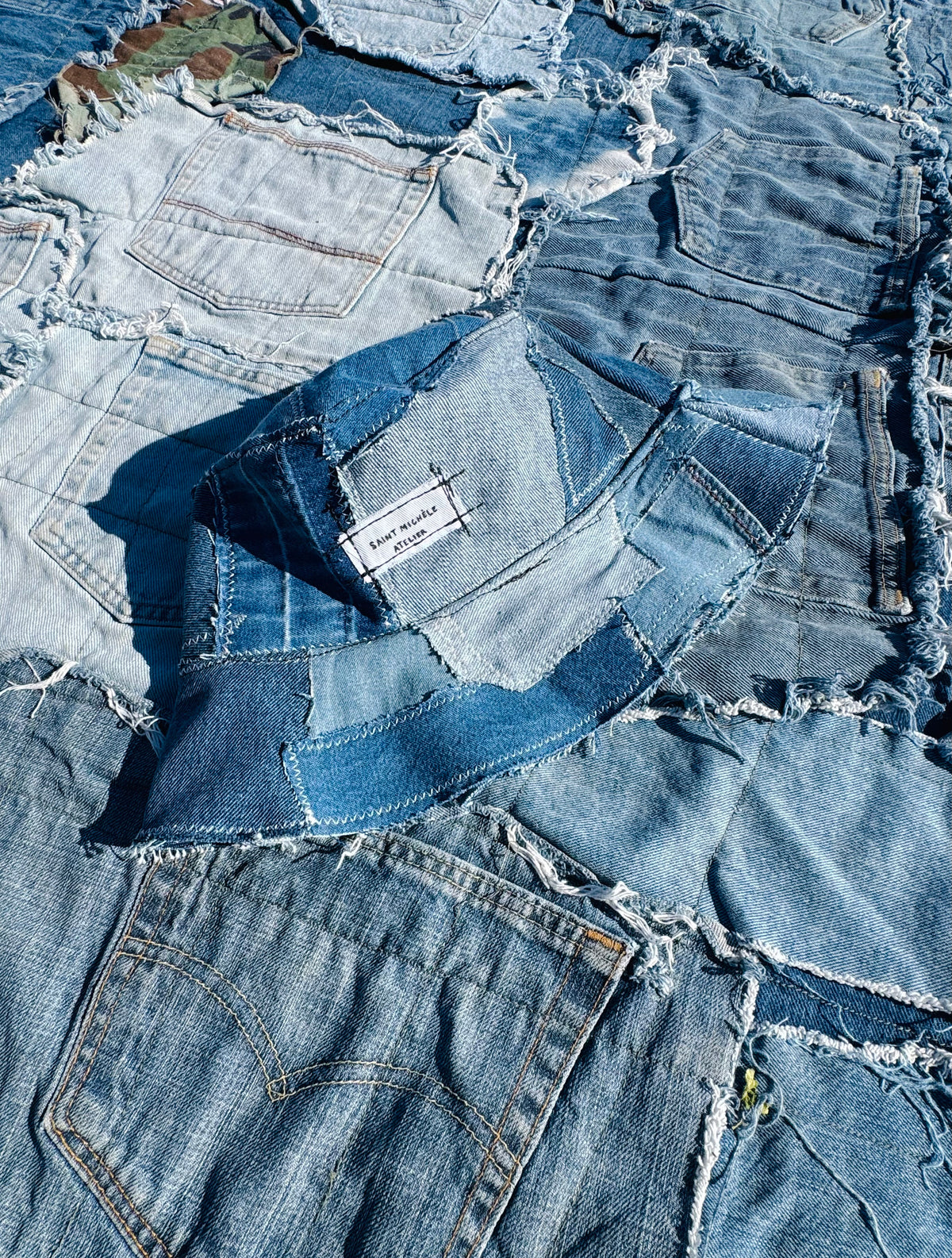 REWORKED PATCHWORK BUCKET HAT | DENIM