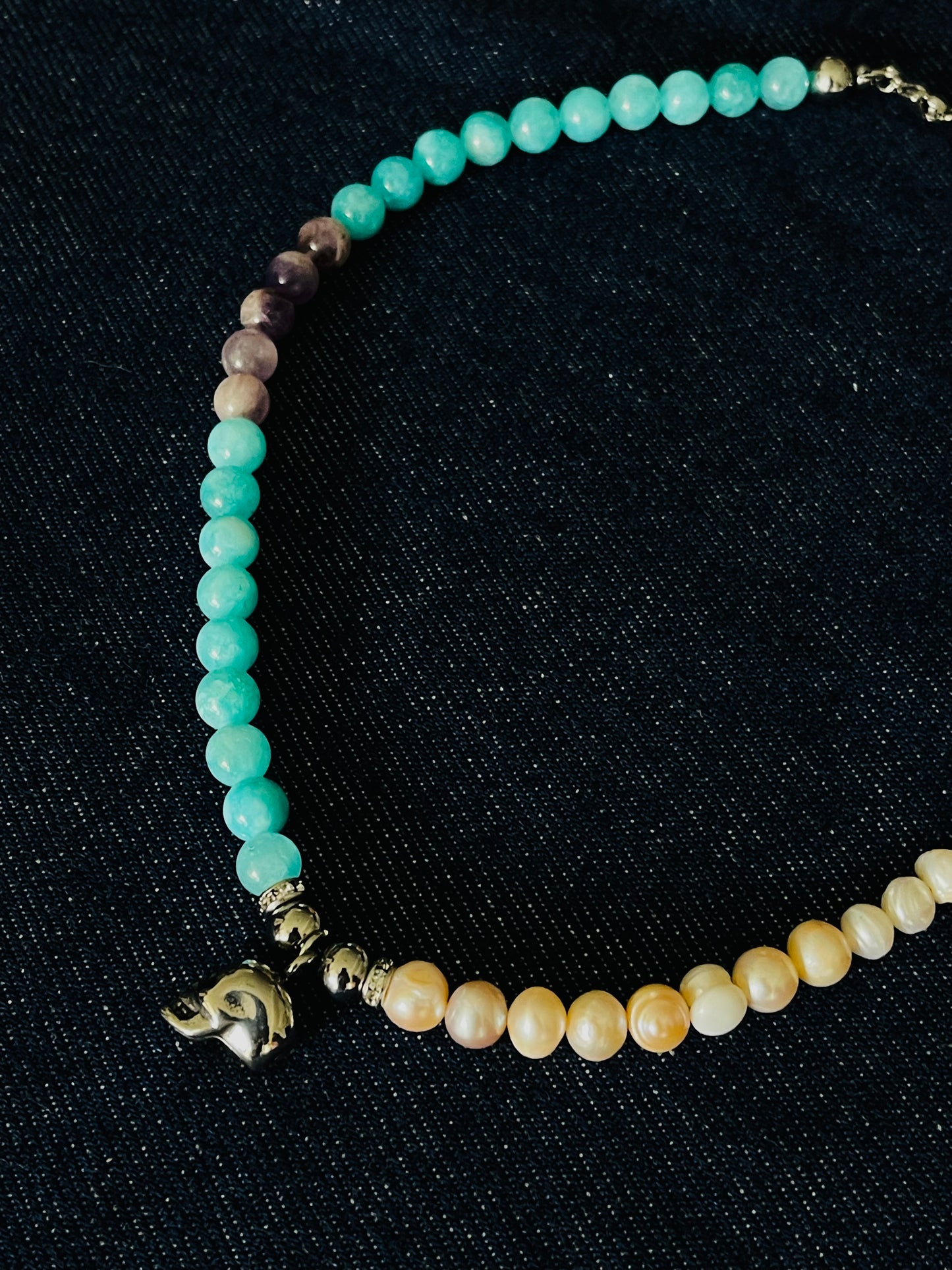 MORS VINCIT OMNIA PEARL NECKLACE | TURQUOISE & AMETHYST STONE & PEARL