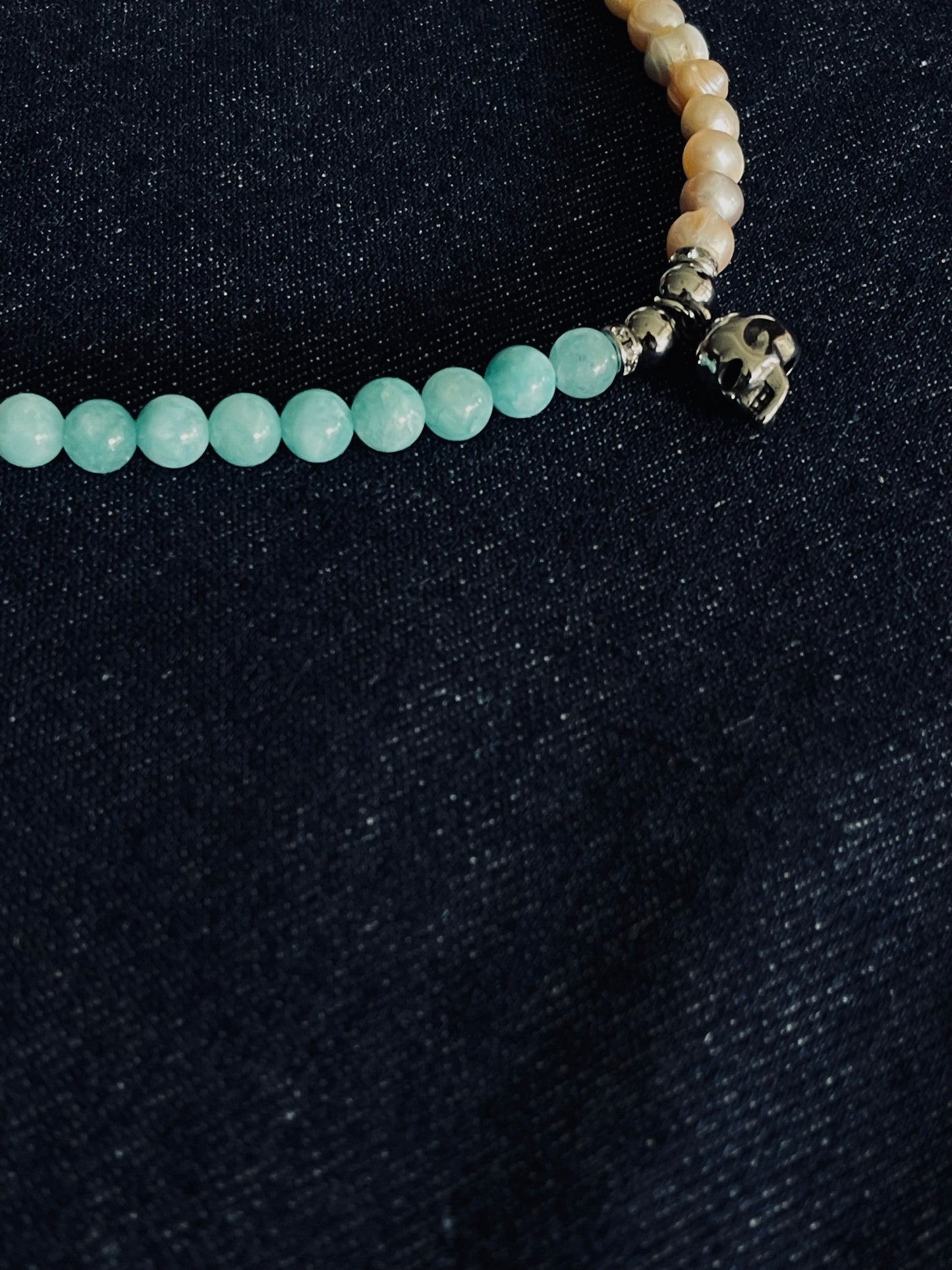 MORS VINCIT OMNIA PEARL NECKLACE | TURQUOISE & AMETHYST STONE & PEARL
