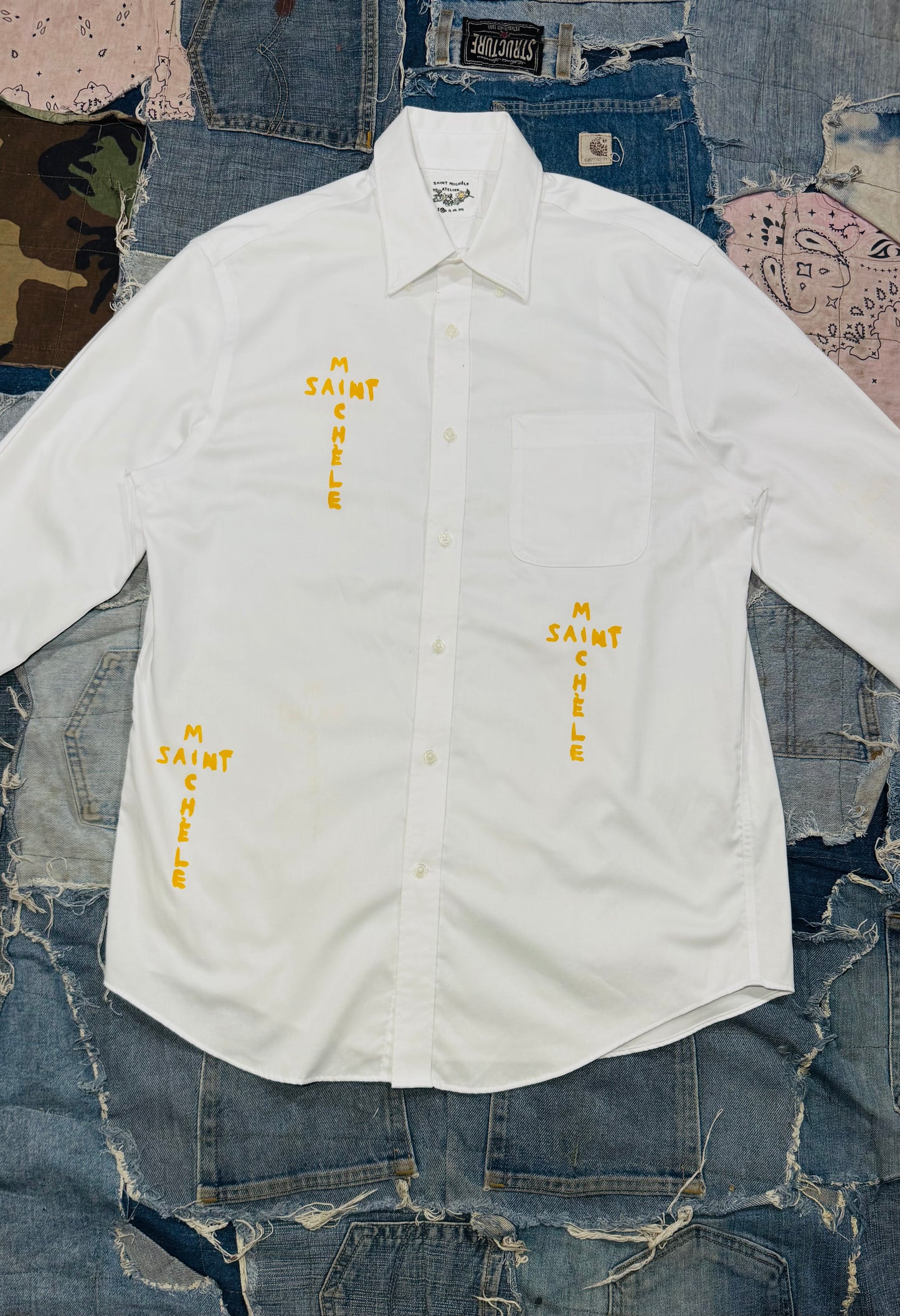 $AINT OF ALL $AINT$ REWORKED WHITE BUTTON DOWN | SUNFLOWER
