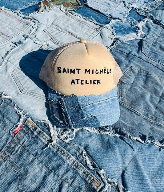 SCRIPT LOGO PATCHWORK DENIM TRUCKER | 003