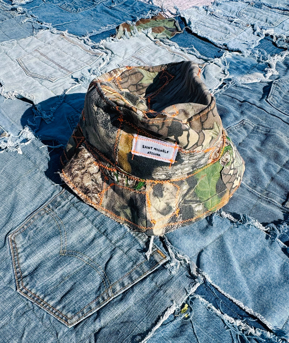 REWORKED PATCHWORK BUCKET HAT | CAMO