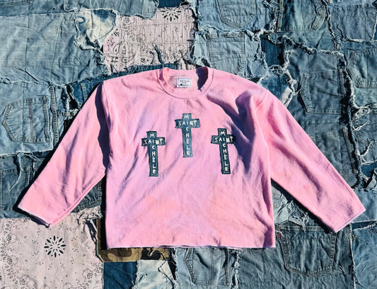 HOLY GHO$T CREWNECK | PASTEL PINK