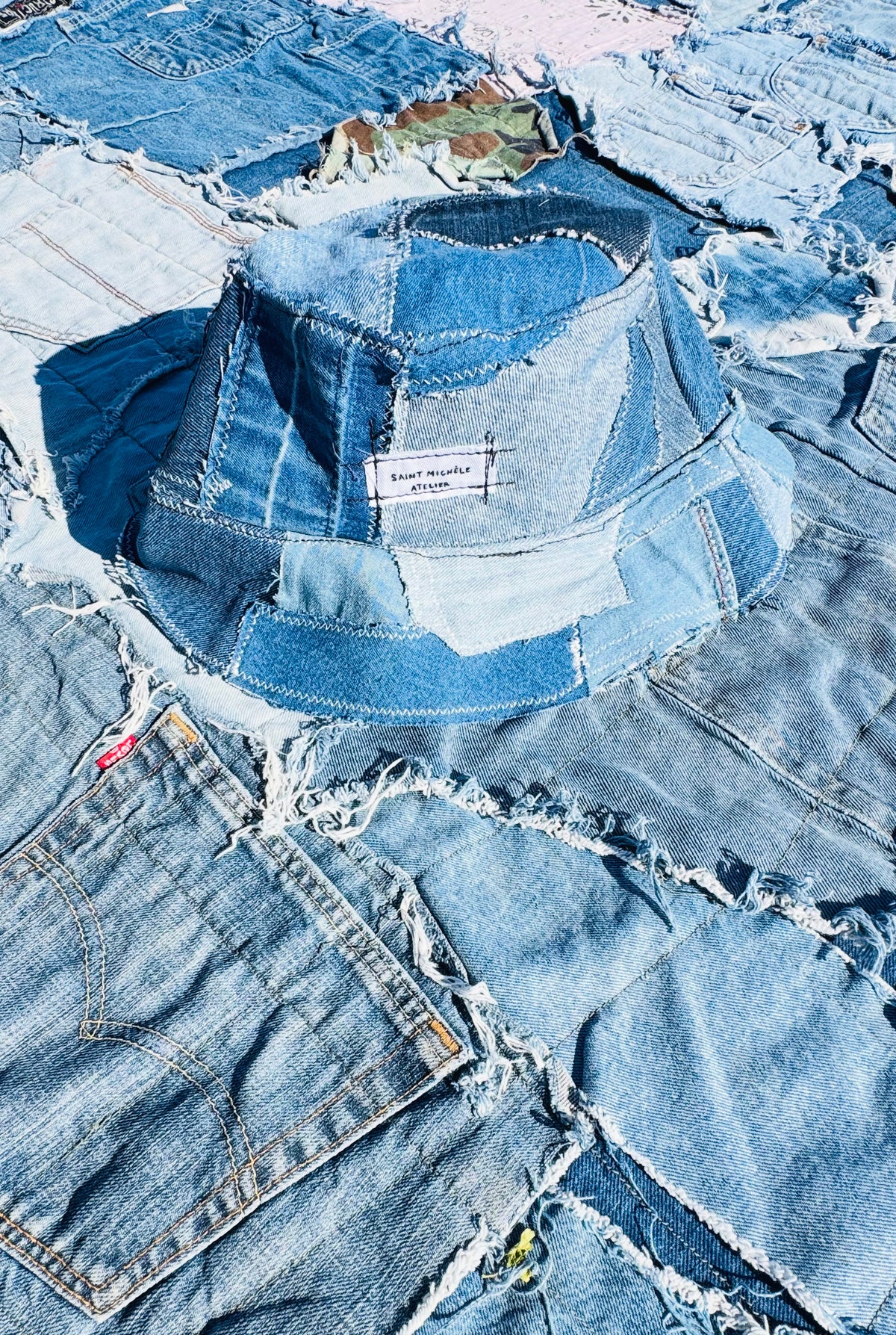 REWORKED PATCHWORK BUCKET HAT | DENIM