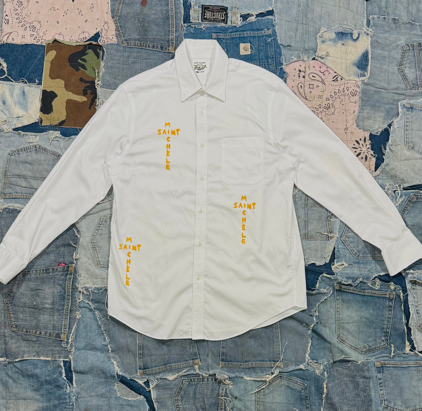 $AINT OF ALL $AINT$ REWORKED WHITE BUTTON DOWN | SUNFLOWER