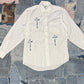 $AINT OF ALL $AINT$ REWORKED WHITE BUTTON DOWN | BLUE JEAN
