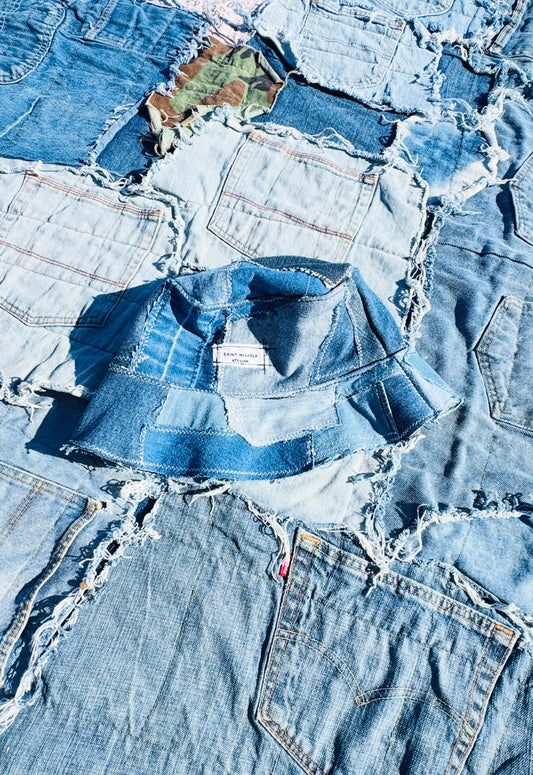 REWORKED PATCHWORK BUCKET HAT | DENIM