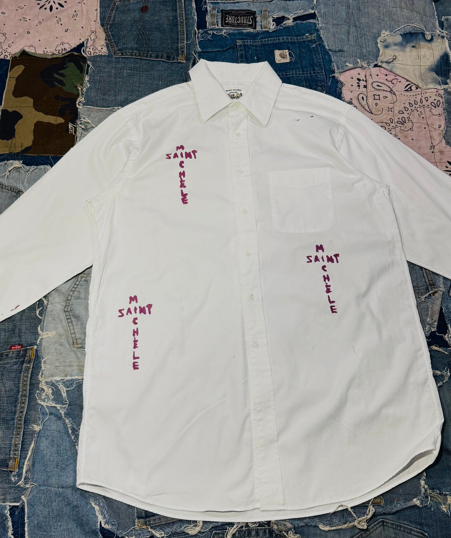 $AINT OF ALL $AINT$ REWORKED WHITE BUTTON DOWN | OLD MAUVE