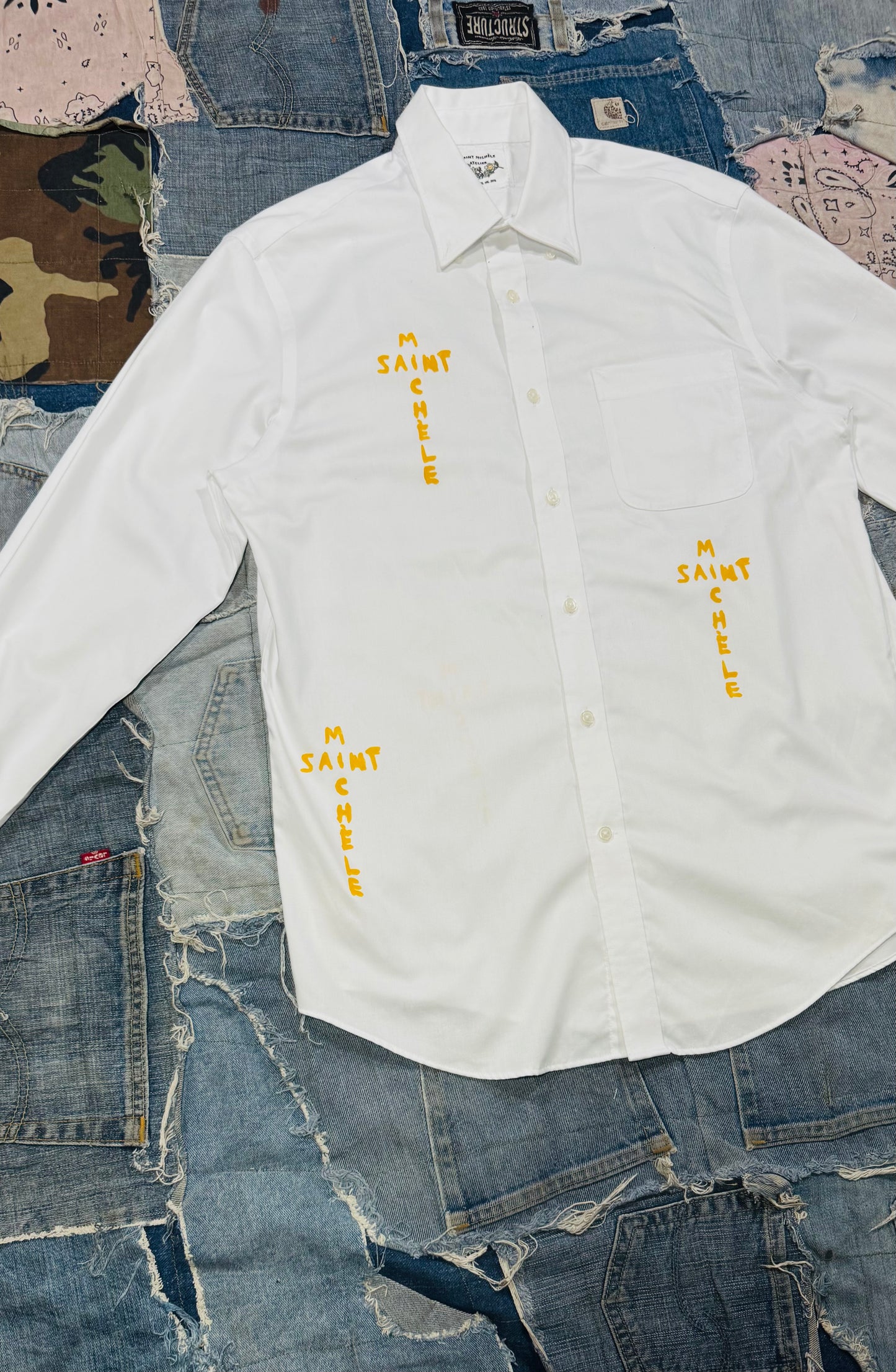 $AINT OF ALL $AINT$ REWORKED WHITE BUTTON DOWN | SUNFLOWER