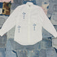 $AINT OF ALL $AINT$ REWORKED WHITE BUTTON DOWN | BLUE JEAN