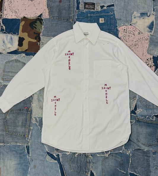 $AINT OF ALL $AINT$ REWORKED WHITE BUTTON DOWN | OLD MAUVE