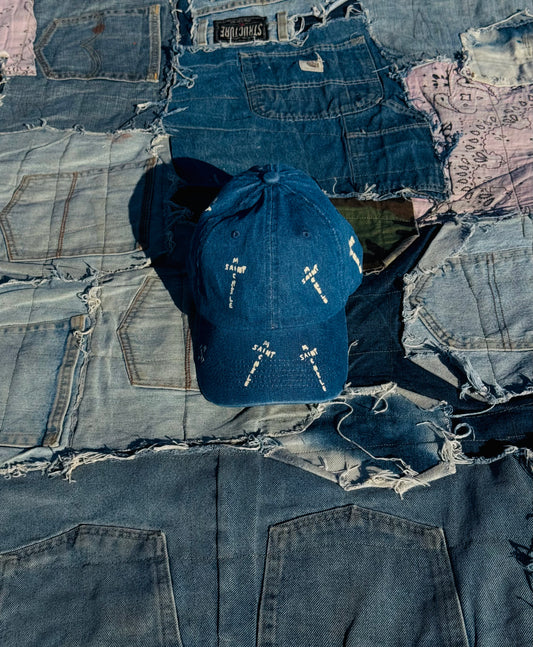 MONOGRAM CROSS LOGO TRUCKER | MEDIUM WASH DENIM