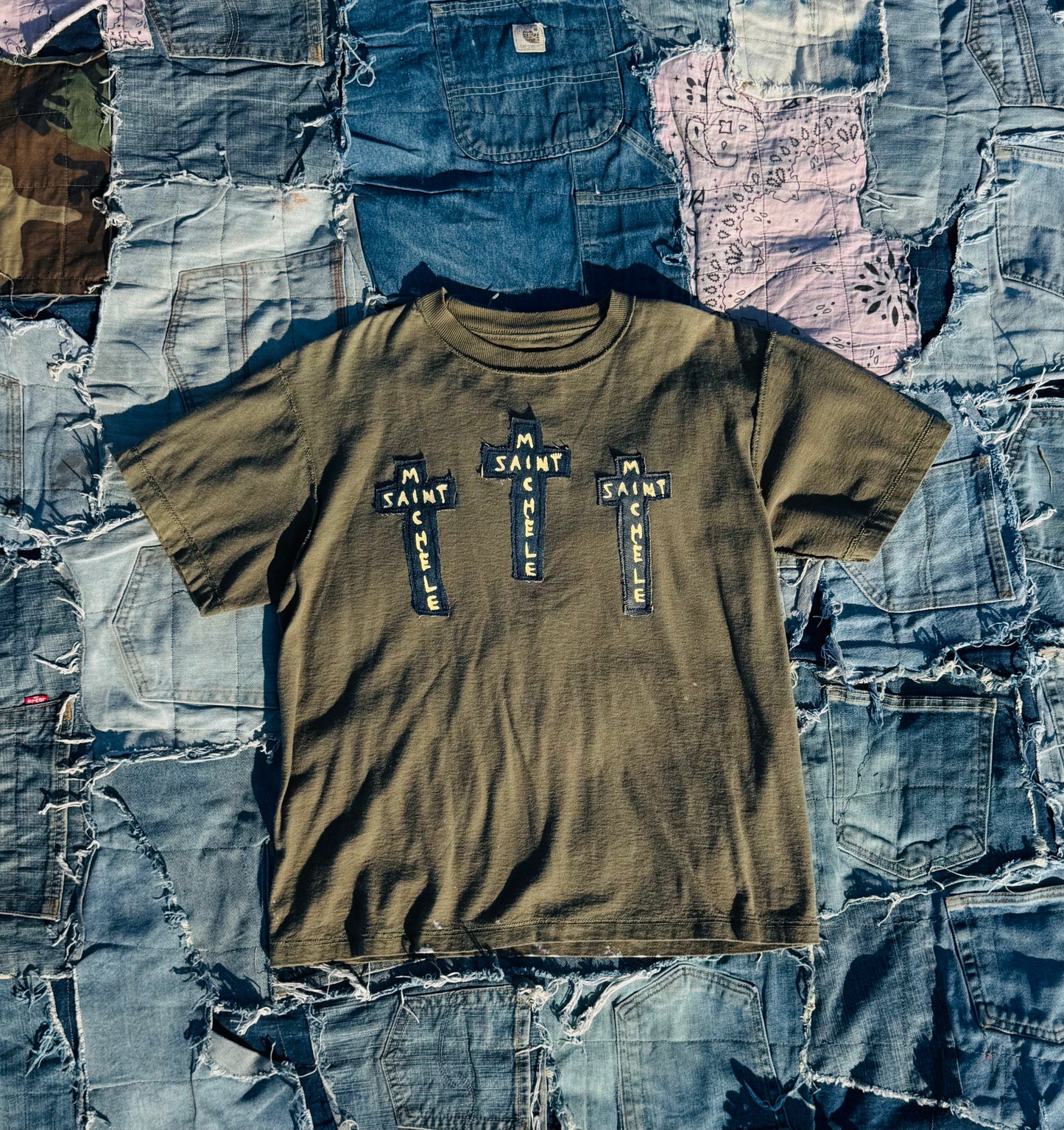 THE REWORKED TRINITY TEE | WORN MILITARY GREEN