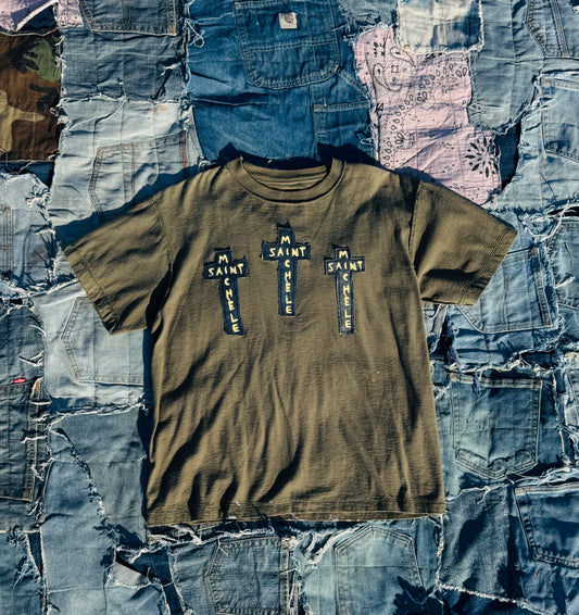 THE REWORKED TRINITY TEE | WORN MILITARY GREEN