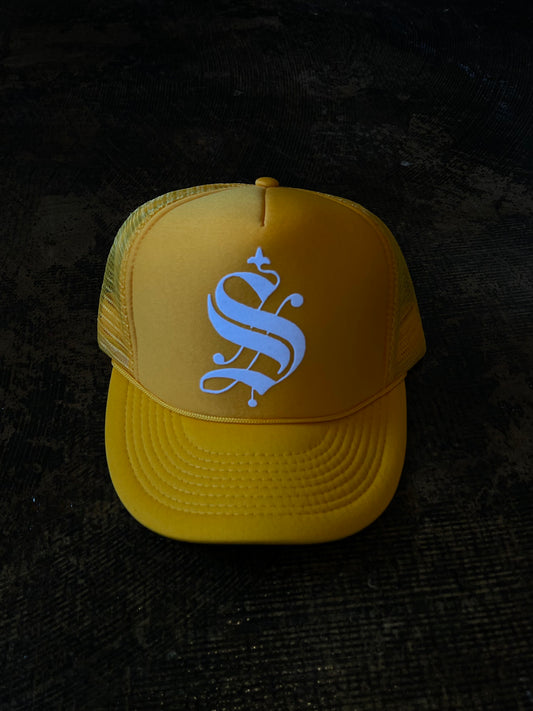 OLDE ENGLISH TRUCKER HAT SAMPLE | MUSTARD